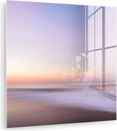 MuchoWow® Glasschilderij 90x90 cm - Schilderij acrylglas - Strand - Kleuren - Pastel - Foto op glas - Muurdecoratie woonkamer - Wanddecoratie slaapkamer - Schilderijen