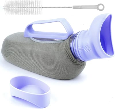Dames urinoir draagbaar met gebreide hoes en reinigingsborstel 1200 ml - Comfortabel, hygiënisch, draagbaar.