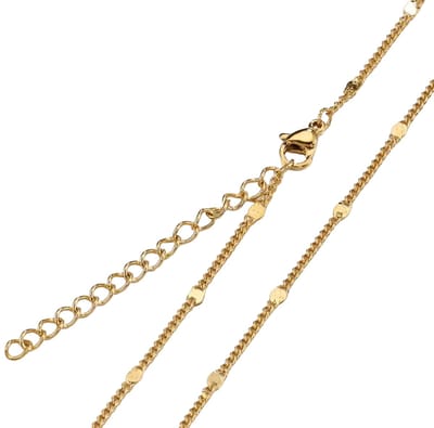 Collier - dames ketting - goud kleur - stainless steel - basic - verstelbaar tussen 45 en 50 cm - verkleurd niet