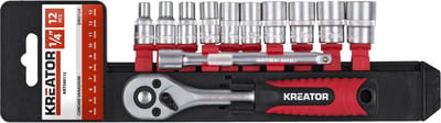 Kreator KRT500112 Dopsleutelset - 12-delige -1/4" - ratelsleutel