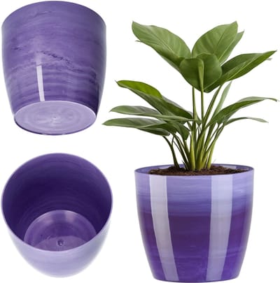 KADAX Bloempot, plantenbak, ronde bloembak van kunststof, pot voor cactus, varens, glanzende buitenpot voor balkon, woning en terras ( 18 cm, violet)