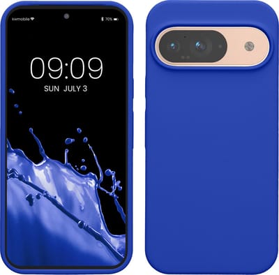 kwmobile hoesje geschikt voor Google Pixel 9 / Pixel 9 Pro case - Siliconen telefoonhoesje - Telefoon beschermhoes - Smartphone cover in Baltisch blauw