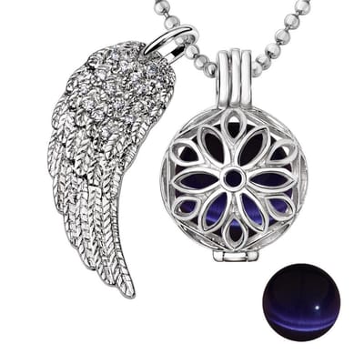 Engelenroeper 18mm Bolhouder met Ketting 90cm en Bolletje - Dames - Zilverkleurig Bloem - EBS18099