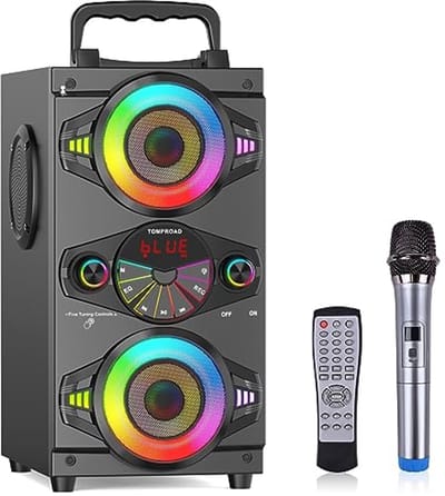 Draagbare 60W Bluetooth Speaker met Subwoofer en LED Lichten voor Buiten en Thuis