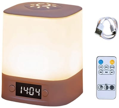 IBETTERTEC LED Nachtlamp Nachtlicht - Sfeerverlichting -Zaklamp -Touch Bediening - 3 Lichtkleuren - Traploos Dimmen - Met Afstandsbediening en Digitale Klok (Wecker) - voor Slaapkamer, Kinderkamer