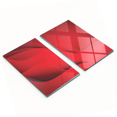 Glazen snijplanken voor in de keuken met rode golvenprint, 2x30x52 cm