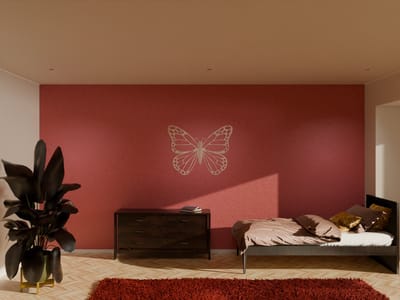 Houten wanddecoratie - Wooden wall decoration | Vlinder 45 x 34cm Butterfly | Licht hout - Natural wood | Muurdecoratie - Wall art - Design Wandfiguur - Echt Hout - Real Wood - Dieren