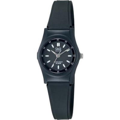 Q&Q VQ05J005Y - Horloge - Sport - Analoog - Dames - Vrouwen - Plastic band - Rond - Cijfers - Kunststof - Zwart
