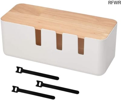 RFWR® Kabelbox met Houten Deksel en Kabelmanagement - 30,2 x 12,5 x 11,5 cm