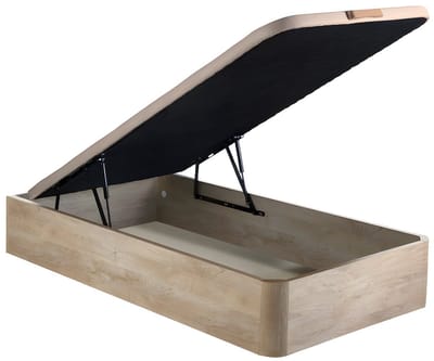 Vente-unique PELOPS by YSMÉE bedbodem van 90 x 190 cm in lichte, natuurlijke houtafwerking + 15 cm dik traagschuimmatras