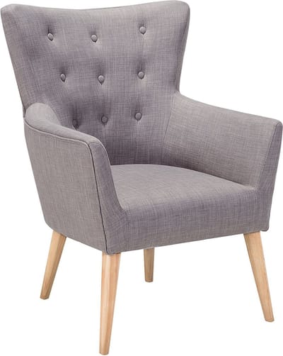 ANGEN - Chesterfield fauteuil - Lichtgrijs - Polyester