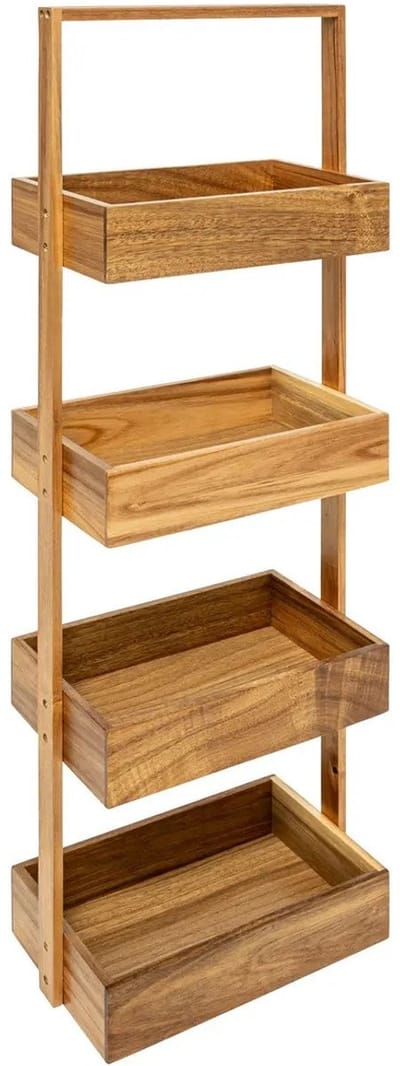 5Five Badkamer rekje / organizer - 4 manden/niveaus - Acacia hout - 27 x 16 x 88 cm