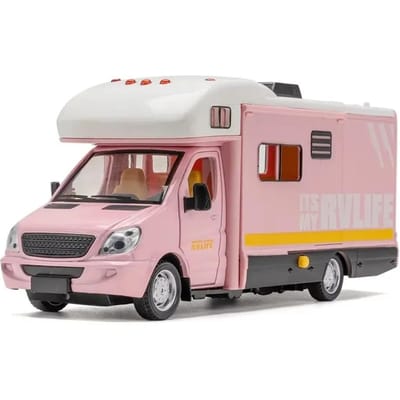 1:32 Cartoon Beer Caravan Speelgoedauto's Model Legering Diecast Miniatuur Toerwagen Deuren Openbaar Reisaanhanger Voor Kind Verjaardagscadeaus