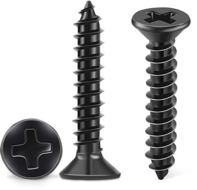 Roestvrijstalen houtschroeven 100 stuks | Zwart gecoat en volledig schroefdraad | Ø 4,8 x 32 mm