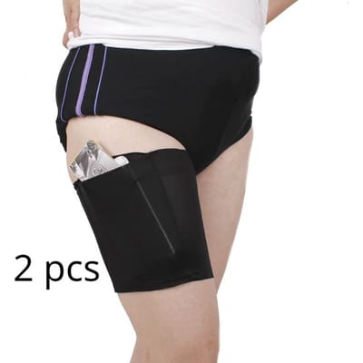 Zomer Dij Anti-Schuur Banden met Zak Elastisch Antislip Dames Sexy Kant Anti-Wrijving Strip Mode Beenwarmers Cadeaus M 55-60cm gray