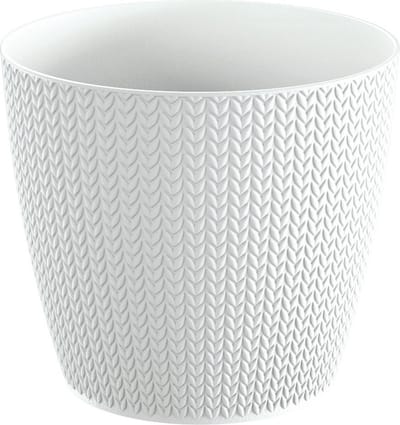 Prosperplast Plantenpot - Wheaty - parel wit - kunststof - D13 x H11 cm - Stijlvol - buiten/binnen