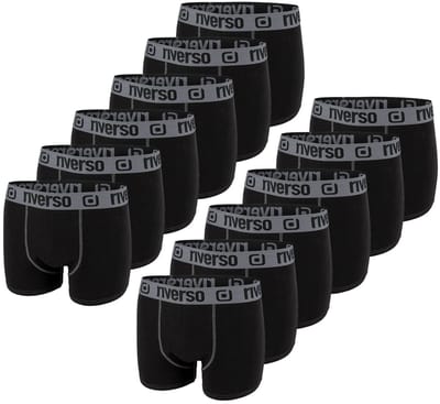 riverso Heren Boxershorts RIVOle 12 Pack Zwart S Geen krassend label