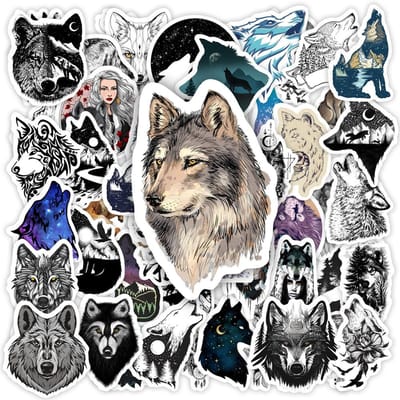 Coole Wolf Stickers Timberwolf Tattoo Doe-het-zelf Speelgoed Cadeau Decal Decoratieve Graffiti voor Telefoon Bagage Laptop Scrapbook Waterdicht gray