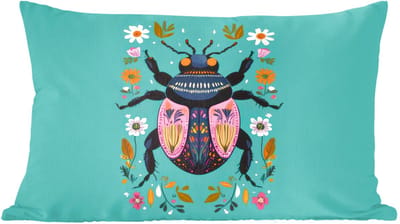 Sierkussens - Kussentjes Woonkamer - 60x40 cm - Kever - Bloemmotieven - Turquoise - Bladeren
