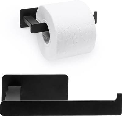 WC rolhouder Zonder Boren - Zelfklevend - RVS Toiletrolhouder Zwart - Plakstrip