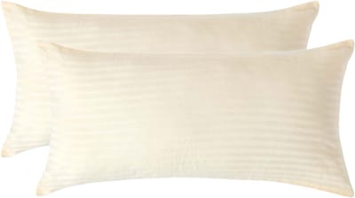 Homescapes Satijn Streep Katoen Kussensloop 40x80 cm – Set van 2 – Lichtgeel – 100% Egyptisch Katoen – Draaddichtheid 330