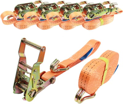 5x Ratelspanband 5m 1500kg 1,5t 1,5to TÜV/GS ORANJE 2 stuks.