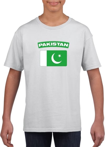 Pakistan t-shirt met Pakistaanse vlag wit kinderen 110/116