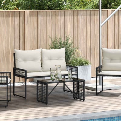 vidaXL Buiten Tafel Zwart 80 x 40 x 40 cm PE Rattan en Glas