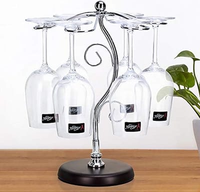 Aanrecht Wijnglas Houder Tafelblad Stemware Opbergrek Luchtdrogen Systeem Keuken Bar Opbergrek Desktop Goblet Opbergrek Metalen Glazen Display Stand... (13,7 "x 10,2"*5,9")