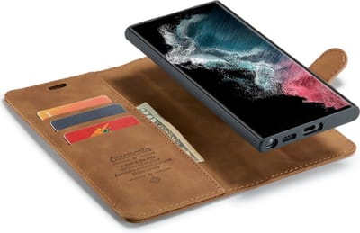 CaseBoutique Bookcase hoesje geschikt voor Samsung Galaxy S25 Ultra - Effen Cognac - Kunstleer - 2-in-1 Magnetisch Uitneembaar Design
