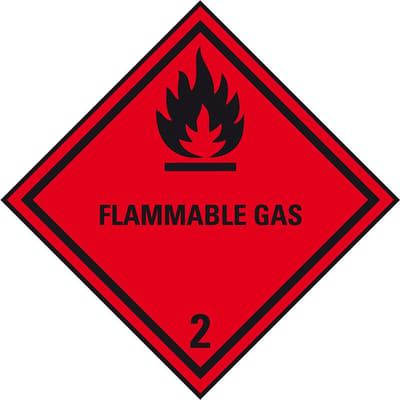 ADR klasse 2.1 sticker brandbare gassen met tekst 250 x 250 mm