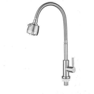 Robinet de cuisine à eau froide seule, à trou unique, en acier inoxydable 304, à poignée unique, monté sur pont, pour lavabo de salle de bain (as the picture,G1/2)