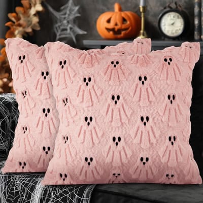 Dailygoods- Kussenslopen Set van 2 - 50 x 50 cm - Pluche - Halloween Motief - Decoratieve Kussens - Zacht en Kindvriendelijk - Kussenhoezen