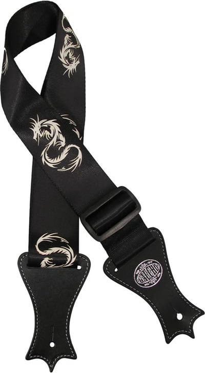Gitaarriem Icon Series Deluxe Dragon Zwart GST-142-BK Gaucho