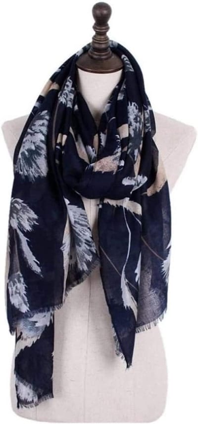 Dames Sjaal - Warme Wrap - Stijlvol Combineren - Bloemenpatroon - 180x110cm - Blauw