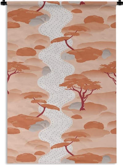 Wandkleed - Wanddoek - Tuin - Japan - Patroon - Azië - 60x90 cm - Wandtapijt