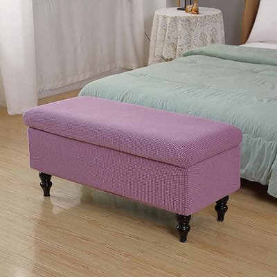 Polar Fleece opberghoes voor poef Lange pianobank Hoes voor kruk Rechthoekige opvouwbare voetenbankhoezen Bankvoetsteun hoezen M