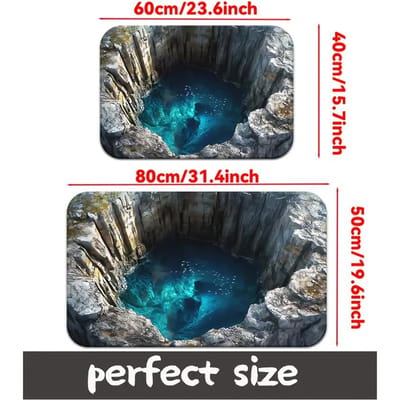 3D antislip badmat, superabsorberende deurmat voor de woonkamer, sneldrogend kleed voor kamperen, picknicken, yoga, huisdecoraties 40X60CM (1.3X2FT black