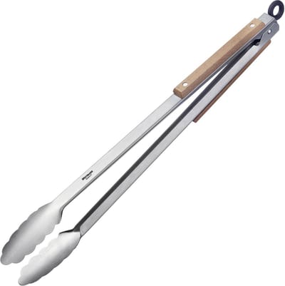 Westmark grilltang + serveertang, met roestWestmark grilltang + serveertang, met roestvrijstalen uiteinden en houten elementen op de handvatten, lengte: 44 cm, roestvrij staal/hout, Classic Wood Maxi, zilver/bruin, 16292270
