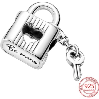 Nieuwe Hangslot Sleutel Bedel 925 Sterling Zilver Armband Bedel Kralen voor Vrouwen Cadeaus white