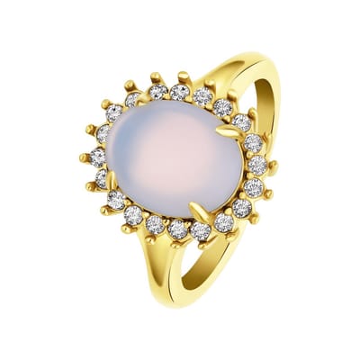 Lucardi Dames vintage ring met bloem opaal – Maat 63 – 20mm - Ring - Cadeau - Staal goldplated - Goudkleurig