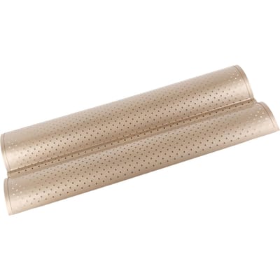 Moule à Baguette 2 Fentes Antiadhésif Acier au Carbone de Qualité Alimentaire Conception Perforée Moule à Baguette Française pour Maison Baguette beige