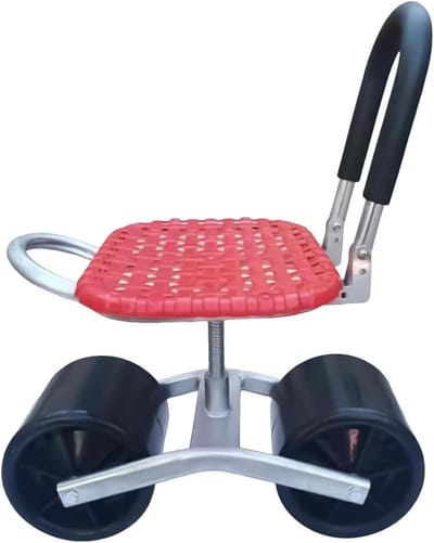 Rolstoel Tuinstoel - Kruk met wielen - Tuinieren Gemakkelijk Maken - 360 Graden Draaibaar - 23-35 cm Hoogte - Rood