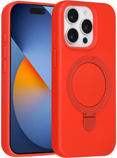 TUNIQ telefoonhoesje voor Apple iPhone 15 Pro - MagSafe met ringstand - Rood