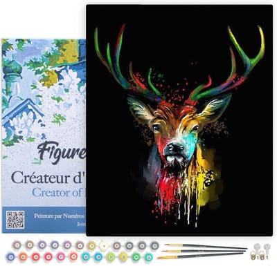 Figured'Art Schilderen op Nummer Volwassenen met lijst - Herten Geschilderd - Handwerk acrylverf Kit DIY Compleet - 40x50cm Canvas al ingelijst