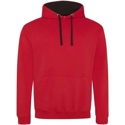 Just Hoods Varsity Hoodie JH003 - FIRE RED/JET BLACK - L