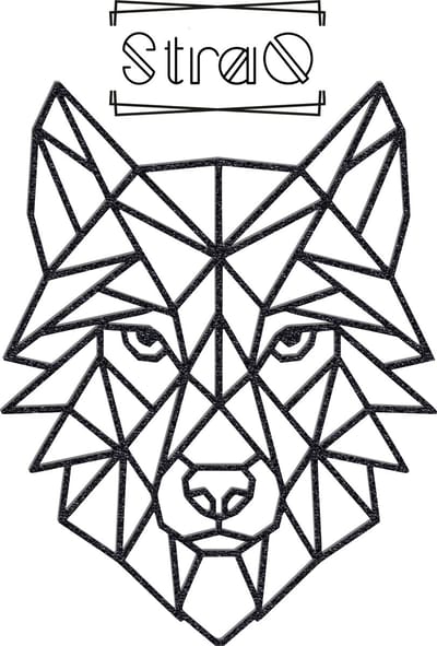 StraQ Zwarte Geometrische Wolf 24 cm - Dierenkop - Muurdecoratie - Wandversiering - Wanddecoratie