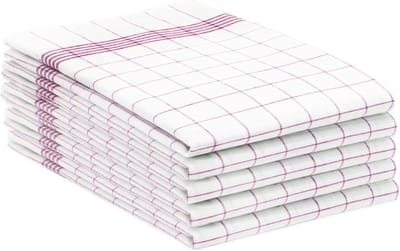 Famanu - Set van 5 theedoeken, vaatdoeken, 50x70 cm, 100% katoen, roodgeruit