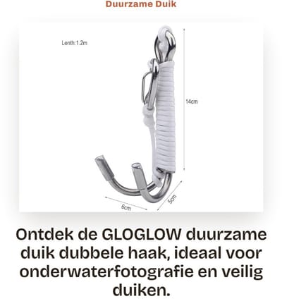 Dailygoods- Duikhaak Schokbestendig - Dubbele Haak - Roestvrij Staal - Veiligheidsmateriaal - Onderwaterfotografie - Voor sterke stromingen - Duikaccessoire
