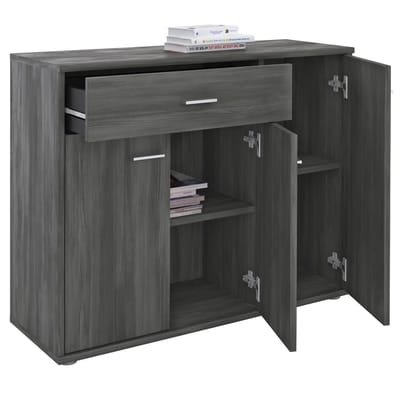 Sideboard ESTELLE met 3 deuren en 1 lade - grijs essenhout